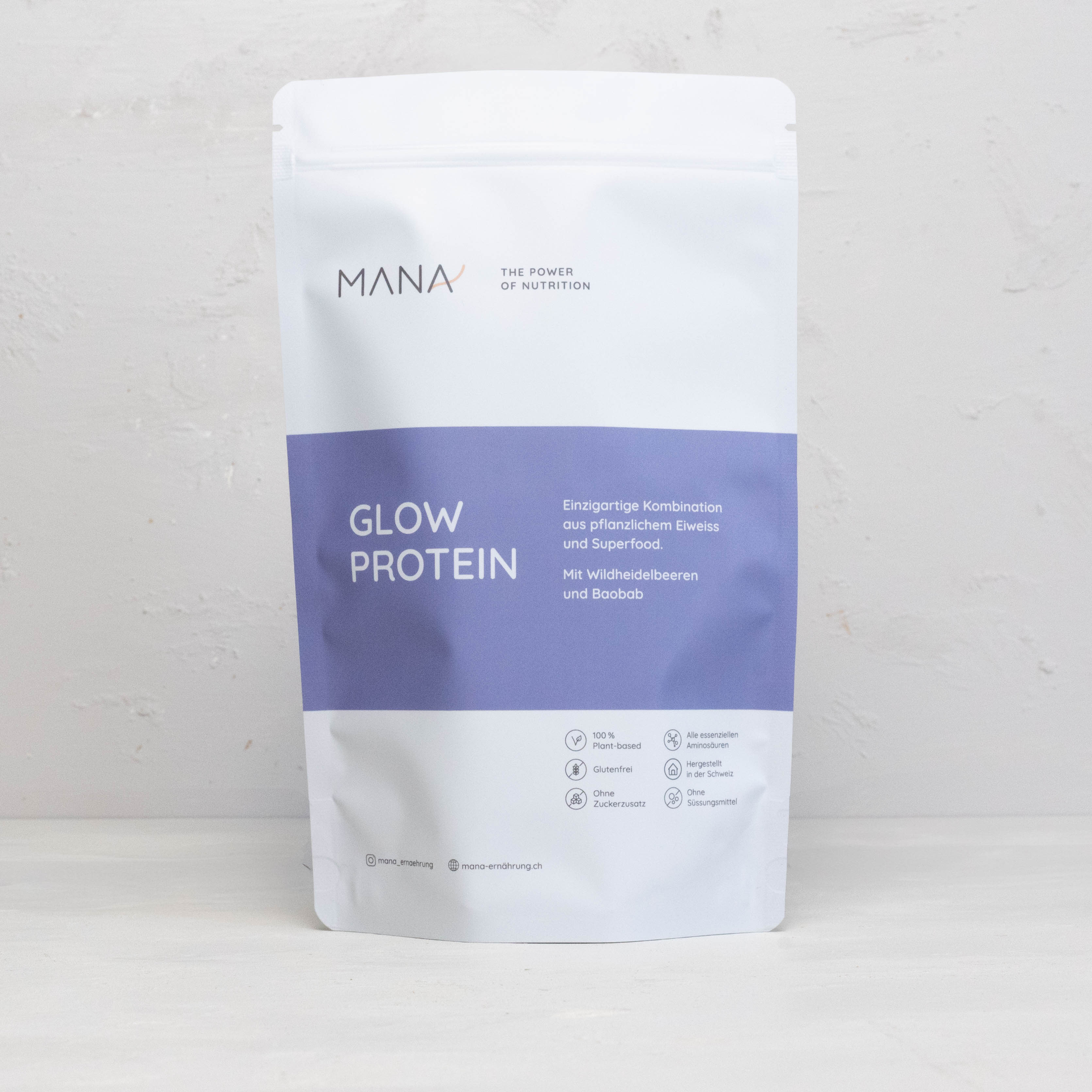 Pflanzliche Proteinmischung mit Wildheidelbeerpulver